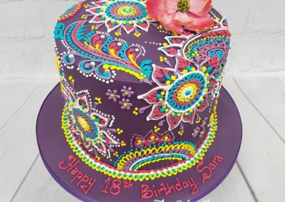 Birthday Cake - With colourful mehndi patterns