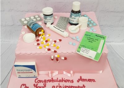 Congratulations Cake - Pharmacist with medicine packages
