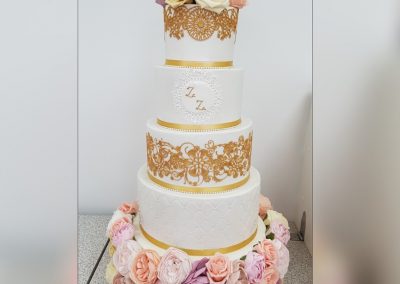 Wedding Cake - 4 tier - Floral base with rose head