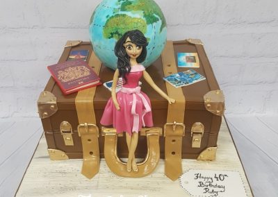 Birthday Cake - Traveller - Suitcase with globe and passport
