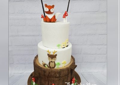 Birthday CAke - 3 tier - Fox and Bear woodland design