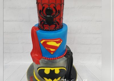 Birthday Cake - 3 tier - Batman, Superman and Spiderman
