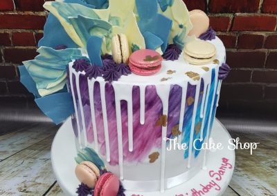 Birthday Cake - Macaron decor with chocolate shards feature