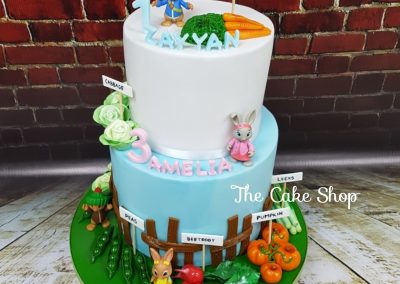 Birthday Cake - Farm yard with labeled veg and animals